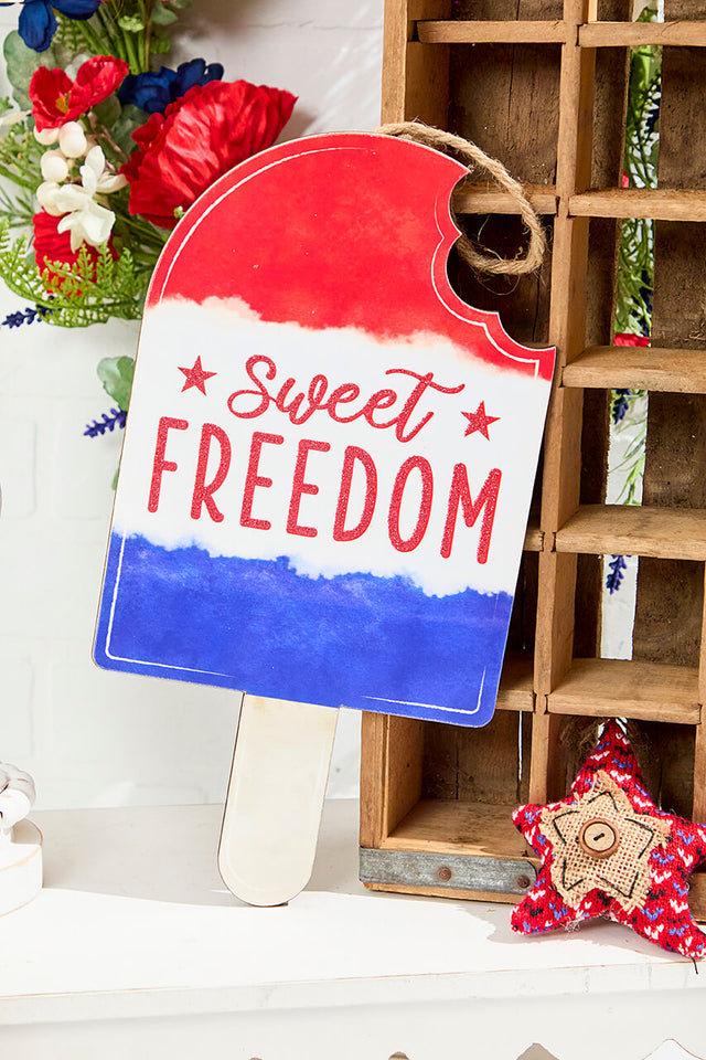 13.5"H x 7"L Sweet Freedom Popsicle Sign