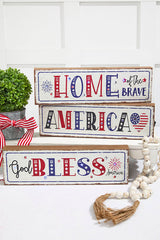 15.75" Lighted Wood Americana Block