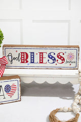 15.75" Lighted Wood Americana Block