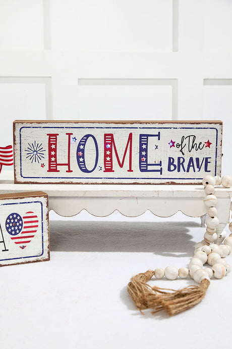 15.75" Lighted Wood Americana Block