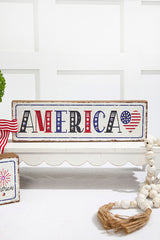 15.75" Lighted Wood Americana Block