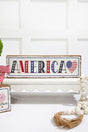 15.75" Lighted Wood Americana Block