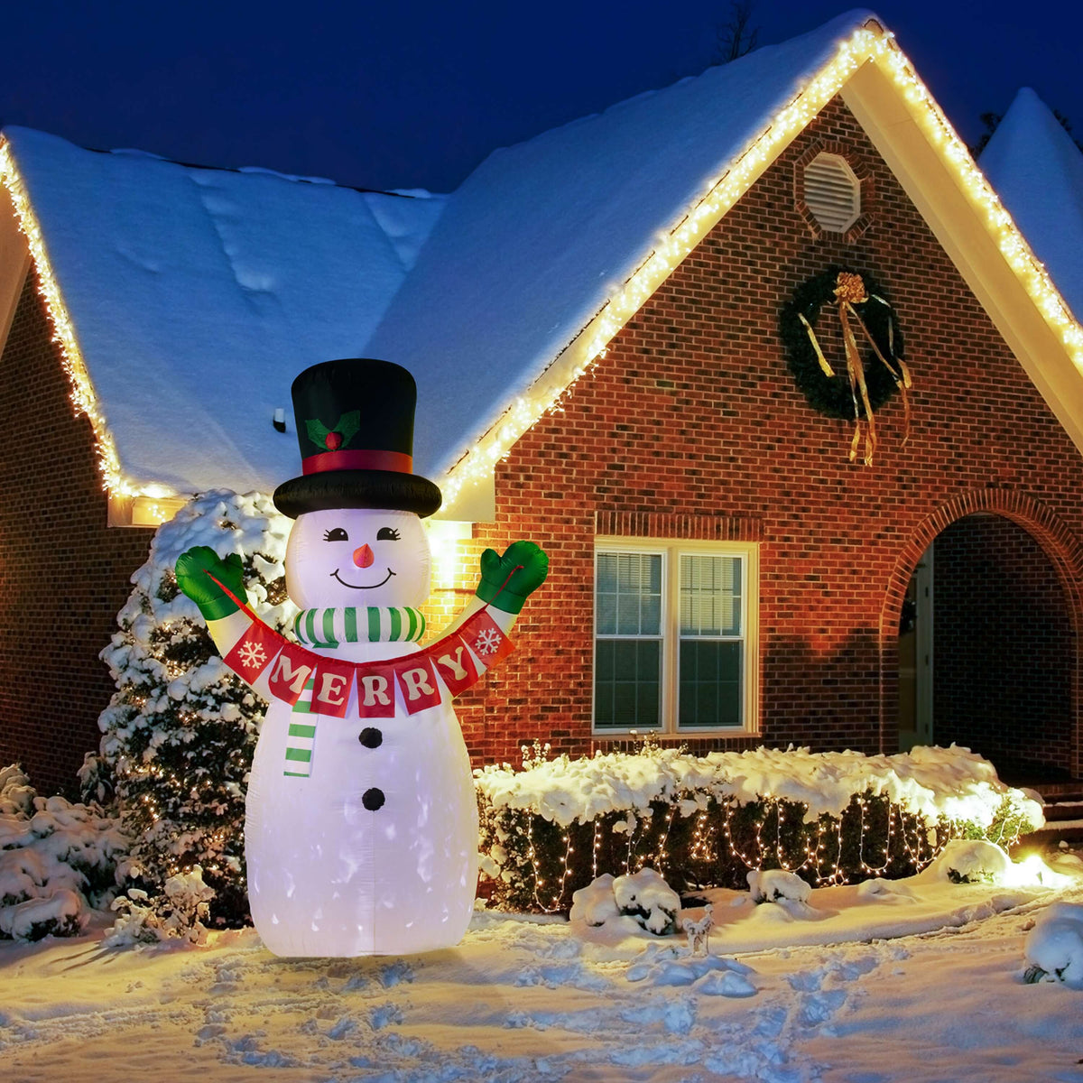 Mr. Christmas 10' Outdoor Lit Inflatable - Merry Snowman