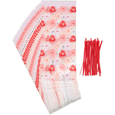 Wilton Conversation Hearts Valentine's Day Treat Bags and Ties, 20-Count