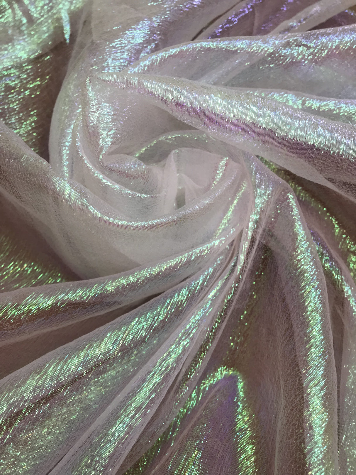 Iridescent White Crush Polyester Organza Fabric - White Iridescent Shimmer, 45" Width (1 Yard)