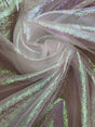 Iridescent White Crush Polyester Organza Fabric - White Iridescent Shimmer, 45" Width (1 Yard)