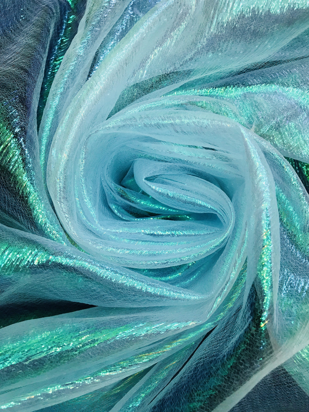 1 Yard Aqua Crush Barbie Organza Fabric Iridescent Sheer Lightweight Material for Dresses & Decor 45 Inch Wide