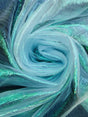 Aqua Crush Barbie Organza Polyester Fabric - Aqua, Sheer Iridescent Shimmer, 45" Width (1 Yard)