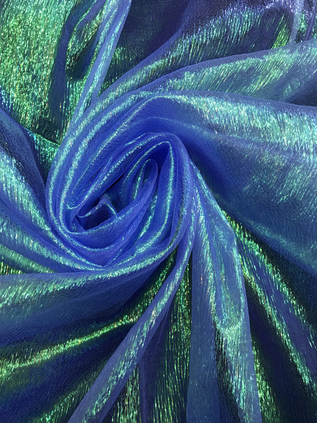 Royal Crush Barbie Organza Fabric - Royal Blue, Iridescent Shimmer, 45" Width (1 Yard)