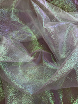 1 Yard Iridescent White Crushed Organza Sheer, Lightweight Shimmer Fabric for Gowns, Costumes & Event Décor 45” Wide
