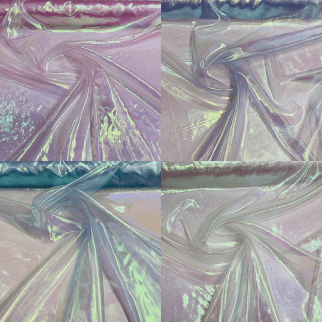 Iridescent Organza Polyester Fabric - Pink Iridescent, Sheer, Lightweight (1 Yard)
