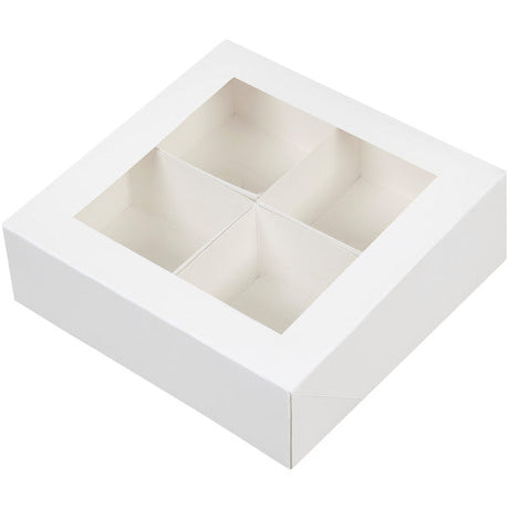 Wilton 4-Cavity White Window Bakery Boxes with Dividers, 3-Count