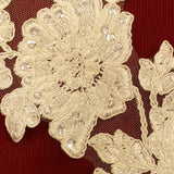 Beaded Corded Floral Lace Applique