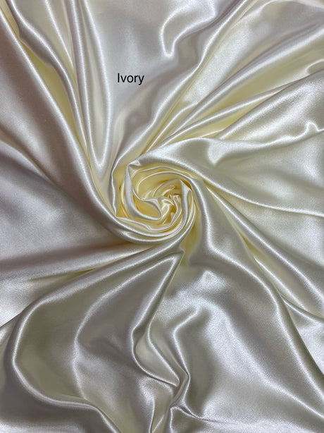 Crepe Satin Polyester Fabric - Ivory, Shiny One Side Matte The Other, 58" Width (1 Yard)