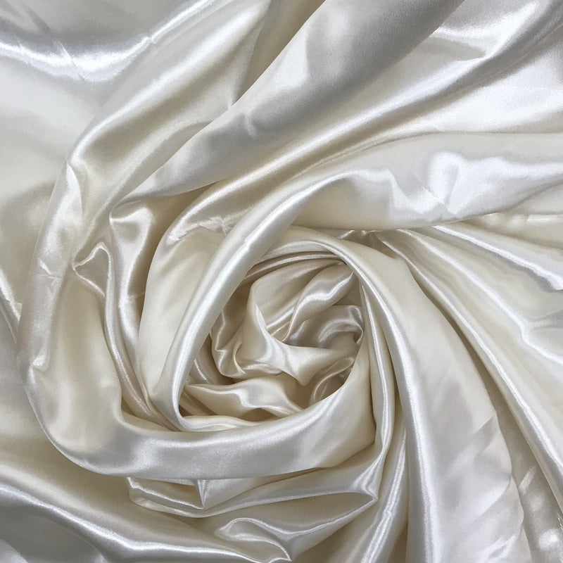 Ivory Medium Satin Polyester Fabric - Ivory, 58"-60" Wide