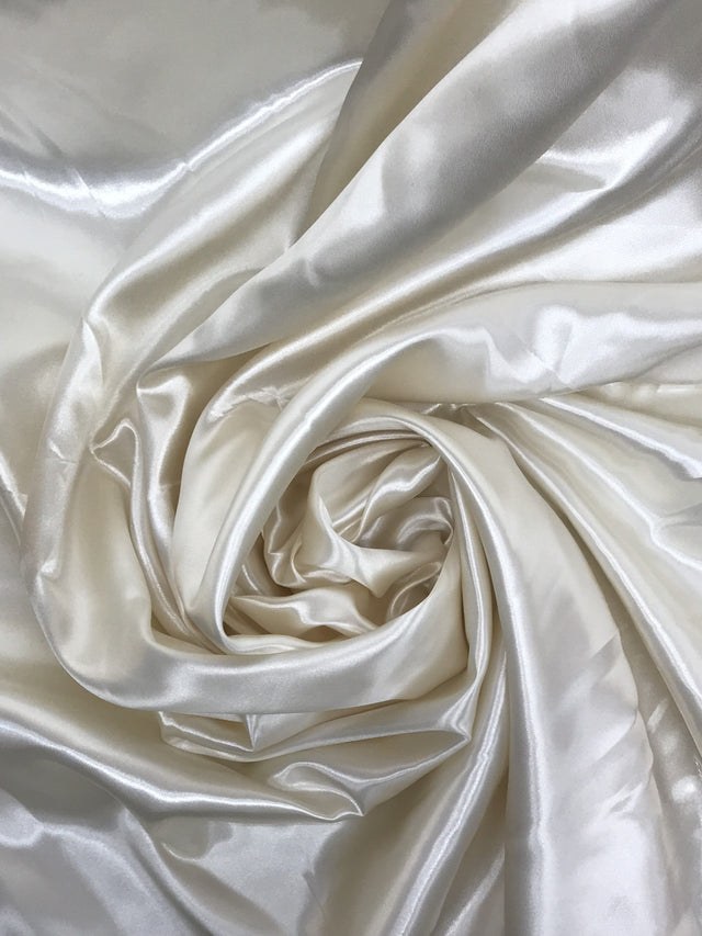 Ivory Medium Satin Polyester Fabric - Ivory, 58"-60" Wide