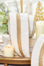 4" x 5 Yard White and Gold Velvet Ribbon