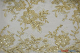 Edith Embroidery Fabric - Two Tone Floral Embroidery, Sheer Tulle, 52" Width, Multiple Colors (1 Yard)