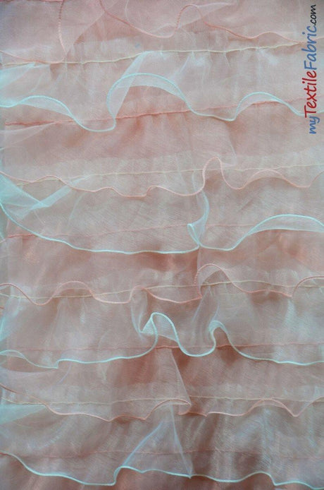 Organza Ruffled Mesh Polyester Fabric - Layered Ruffle Mesh, 57" Wide, Multiple Colors (1 Yard)