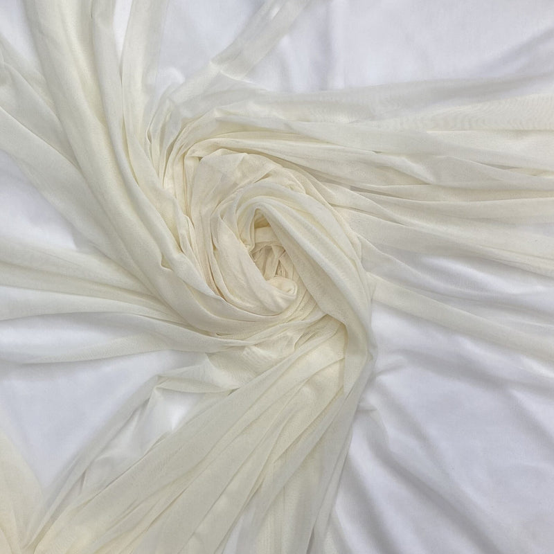 Power Mesh Nylon Spandex Fabric - Ivory Sheer Mesh, 60" Width (1 Yard)