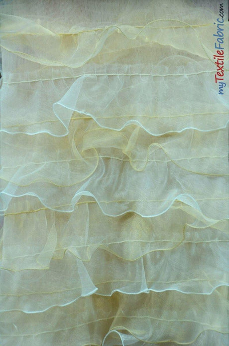 Organza Ruffled Mesh Polyester Fabric - Layered Ruffle Mesh, 57" Wide, Multiple Colors (1 Yard)