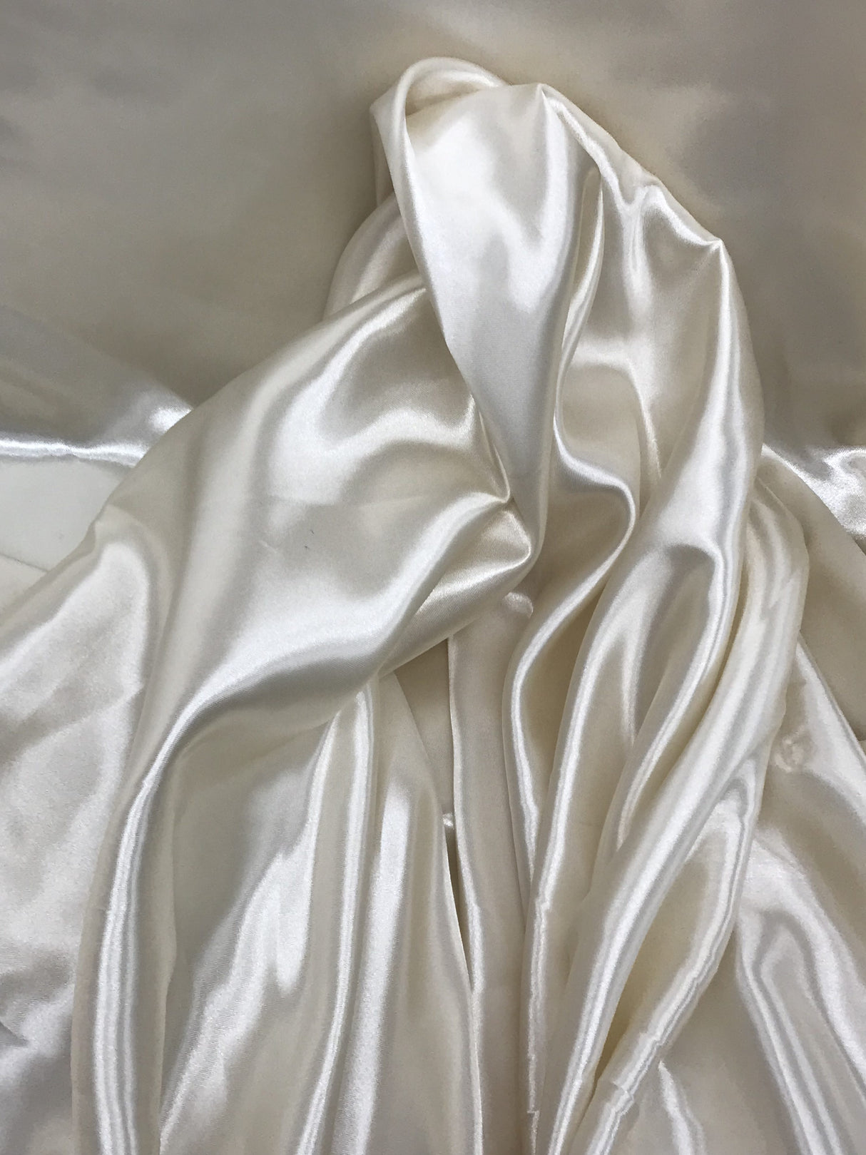 Ivory Medium Satin Polyester Fabric - Ivory, 58"-60" Wide