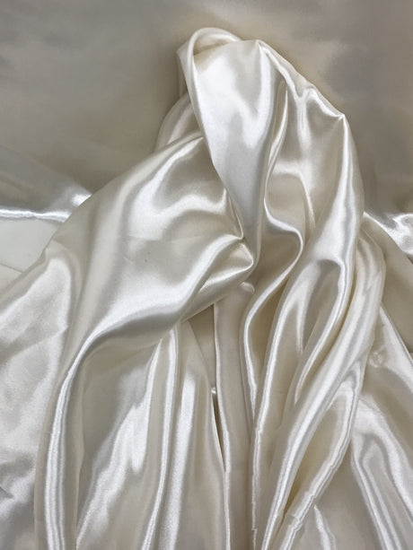 Ivory Medium Satin Polyester Fabric - Ivory, 58"-60" Wide