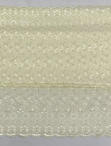 Heavy Eyelet Polyester Cotton Fabric - Ivory Floral Embroidery, 41"-42" Width