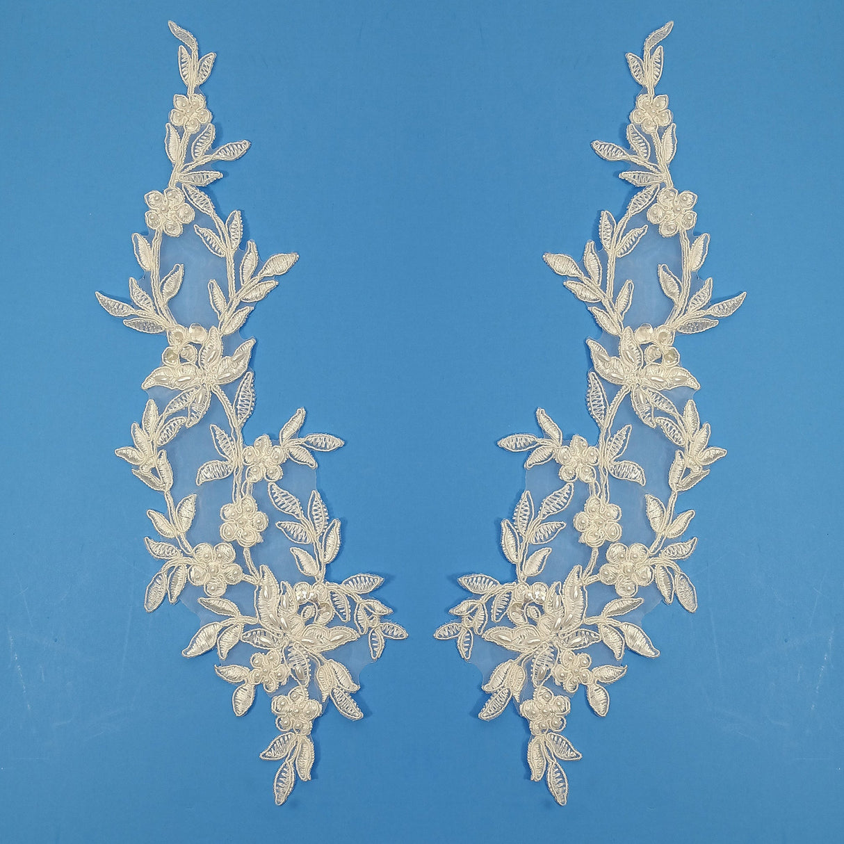 Beaded Corded Floral Lace Applique