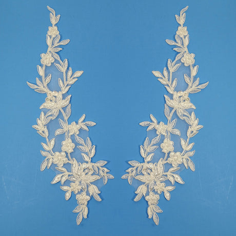 Beaded Corded Floral Lace Applique