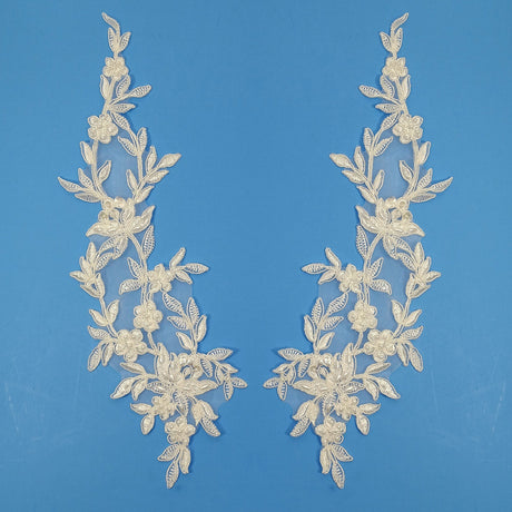Beaded Corded Floral Lace Applique