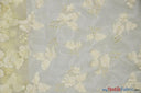 Applique Organza Polyester Fabric - Sheer Leaf Applique, Double Scallop Edge, 50/52" Wide (1 Yard)