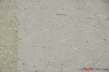 Ferial Organza Embroidery Polyester Fabric - Embroidered Floral Sheer With Sequins, 52/54" Width, Multiple Colors (1 Yard)