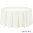 132" Round Polyester Seamless Tablecloth - Ivory, White, Black, 132" Diameter (By Piece)