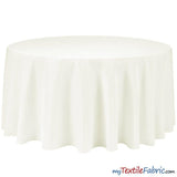 132" Round Polyester Seamless Tablecloth - Ivory, White, Black, 132" Diameter (By Piece)