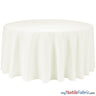 132" Round Polyester Seamless Tablecloth - Ivory, White, Black, 132" Diameter (By Piece)