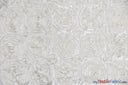Rosette Satin Polyester Fabric - 3D Satin Floral Embroidery, 52/54" Width (Yards, Bolts, Sample Swatch)