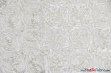 Rosette Satin Polyester Fabric - 3D Satin Floral Embroidery, 52/54" Width (Yards, Bolts, Sample Swatch)