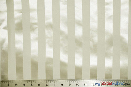 Bridal Satin Stripe Brocade Polyester Fabric - Tone On Tone Stripe, 58/60" Width, 4 Colors Available (1 Yard)