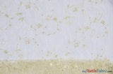 Dahlia Organza Embroidery Polyester Fabric - Embroidered Floral Sheer With Sequins Embellishment, 54" Width (1 Yard)