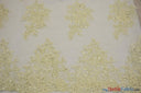 Camilla Embroidery Polyester Fabric - Flower Embroidery With Sequins, Sheer Bridal Lace, 52" Width (1 Yard)