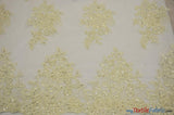 Camilla Embroidery Polyester Fabric - Flower Embroidery With Sequins, Sheer Bridal Lace, 52" Width (1 Yard)