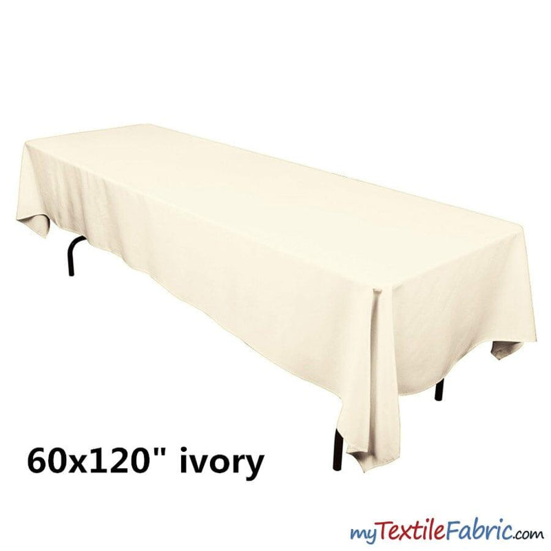 Banquet Polyester Tablecloth - Ivory, White, Black, 60" X 120" (By Piece)