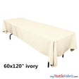 Banquet Polyester Tablecloth - Ivory, White, Black, 60" X 120" (By Piece)