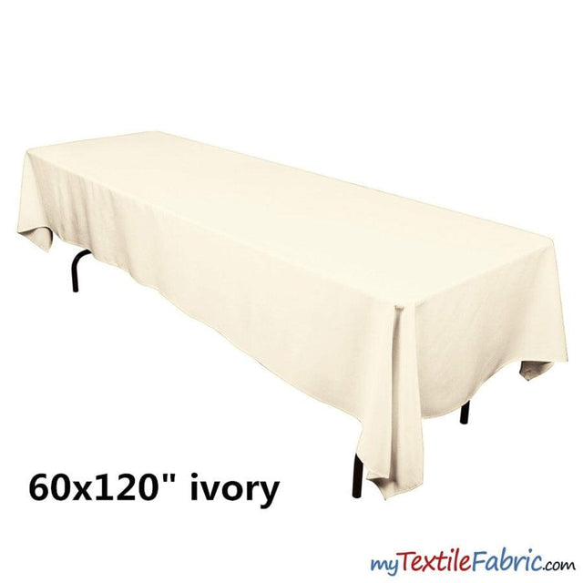 Banquet Polyester Tablecloth - Ivory, White, Black, 60" X 120" (By Piece)