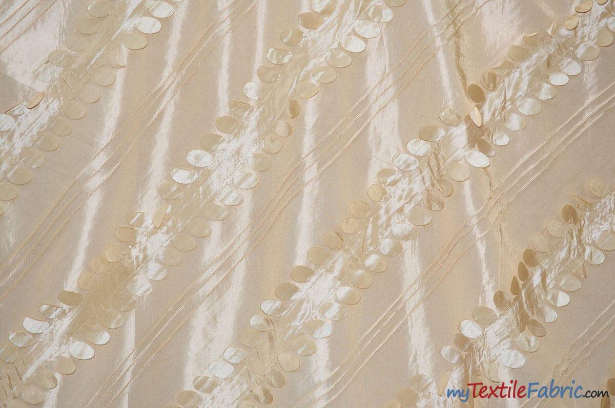 Forest Taffeta Embroidery Polyester Fabric - Hanging Leaf Pattern, 54" Width, Multiple Colors (1 Yard)