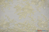 Edith Embroidery Fabric - Two Tone Floral Embroidery, Sheer Tulle, 52" Width, Multiple Colors (1 Yard)
