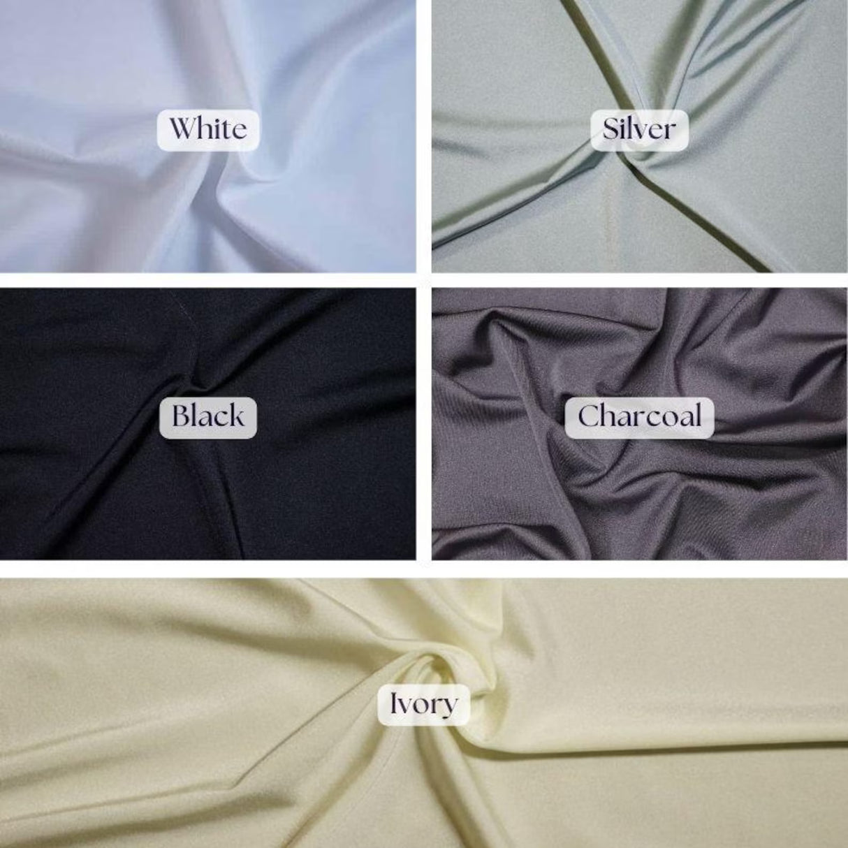 1 Yard White Shiny Milliskin Nylon Spandex 4-Way Stretch Fabric 60" Width