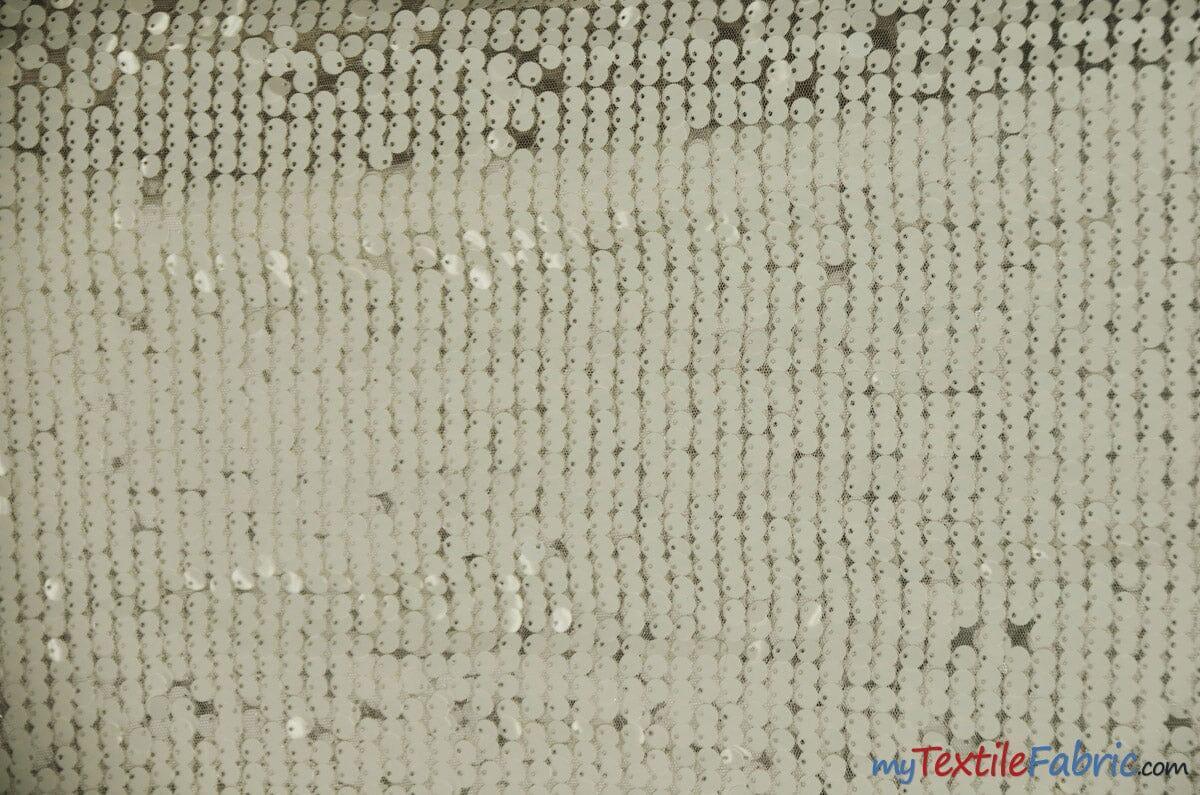 New York Dazzle Polyester Sequins Fabric - 6Mm Sequins, Semi Solid Mesh Sheer Background, 52" Width, Multiple Colors (1 Yard)