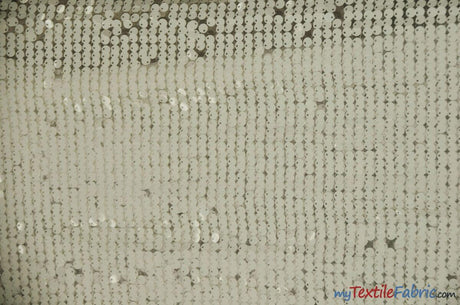 New York Dazzle Polyester Sequins Fabric - 6Mm Sequins, Semi Solid Mesh Sheer Background, 52" Width, Multiple Colors (1 Yard)